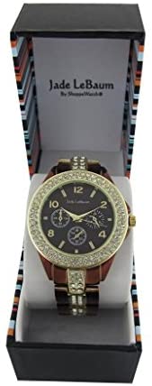 Jade LeBaum Brown Rhinestone Watch