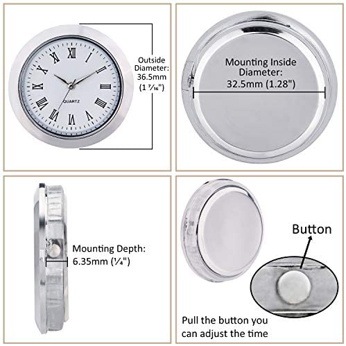 Mini Clock Insert 35mm Silver Roman Numerals