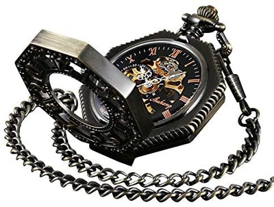 Steampunk Skeleton Dial Railroad Pocket Watch