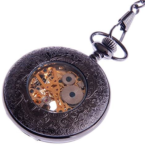 Steampunk Skeleton Dial Mechanical Pocket Watch