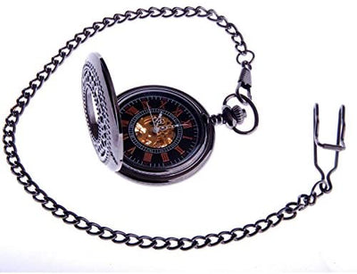 Steampunk Skeleton Dial Mechanical Pocket Watch