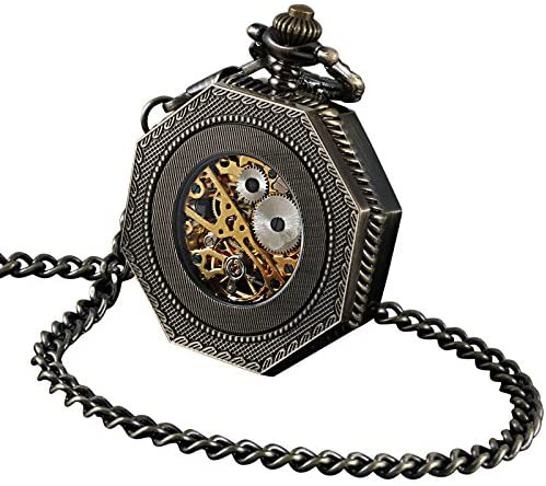 Steampunk Skeleton Dial Railroad Pocket Watch