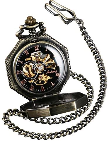 Steampunk Skeleton Dial Railroad Pocket Watch