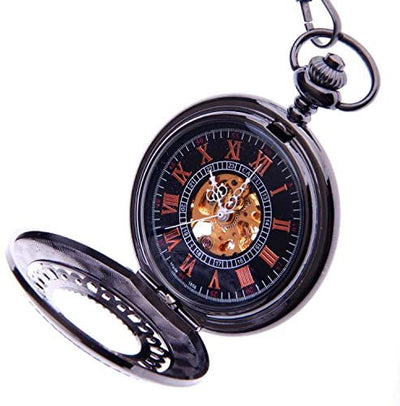 Steampunk Skeleton Dial Mechanical Pocket Watch