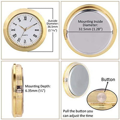 Mini Clock Insert 35mm Gold Roman Numerals